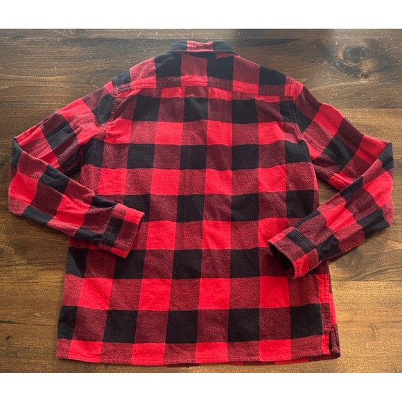 Gap Kids Red Black Buffalo Plaid Flannel Shirt Long Sleeve Cotton Sz XXL Holiday - Picture 3 of 5